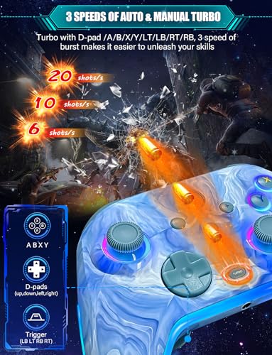 ZRZLMVP Wireless Switch Controller for Nintendo Switch/OLED/Lite/Switch 2 | 1200mAh Pro Switch Controllers with 10 Color LED Lights, Rechargeable Switch Control with Vibration,6-Axis Gyro,Turbo,Wake Up - color: Tie-dye Blue