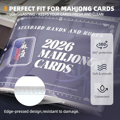 2025 Mahjong Card Sleeve Holder, Fit Large Print Size(6 1/8”x4 3/4”), Durable Protective Cover Holder, Clear Plastic Sleeves for American Mahjong Card, Mahjong Card Protector Set (Transparent -1Pack) - style: Transparent -1Pack