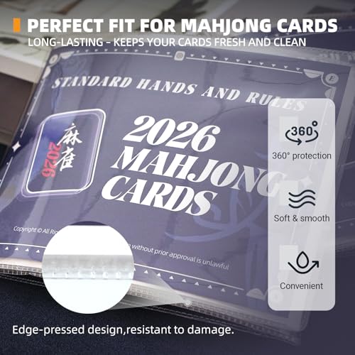 2025-2026 Mahjong Card Sleeve Holder, Fit Large Print Size(6 1/8”x4 3/4”), Durable Protective Cover Holder, Mahjong Card Protector Set (Transparent -4Pack) - style: Transparent -4Pack