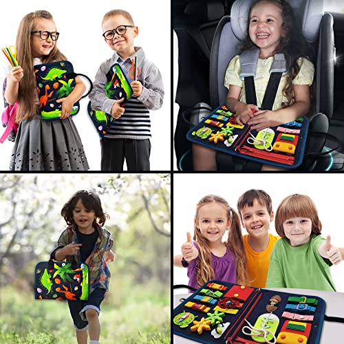LearnToy Busy Board - Dinosaur Montessori Toys for 3 4 5 Year Old - Sensory Toys for Autistic Children - Toddler Travel Toys - Busy Book for Toddlers Activities as Boys Girls Gift | Sensory Toys for Autistic Children - Toddler Travel Toys - Busy Book for