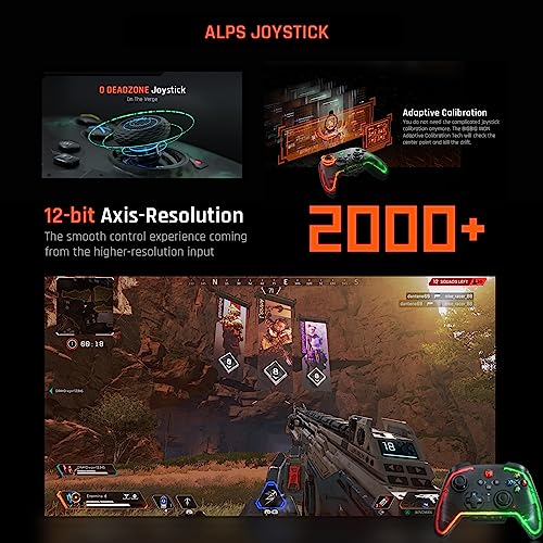 BIGBIG WON Wireless Controller, Rainbow 2 Pro PC Controllers Motion Aiming, Hall Triggers, ALPS Joystick, Custom Button, 3.5mm Audio Gaming Controller for PC Windows/Android/iOS/Switch Controllers - color: 5.Rainbow 2 Pro with Adapter