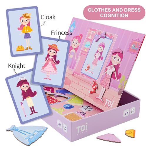 Toi Kids Magnet Toys Magnetic Jigsaw Puzzle Boxes with Game Board for Kids Ages 3-8, Preschool Tabletop Toy for Toddlers, Portable Travel Game, Princess - style: Princess