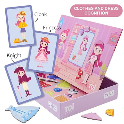 TOI Kid Magnet Toys Magnetic Jigsaw Puzzle for Kids Ages 3-5, Princess | Portable Travel Puzzle, Toddler Magnetibook with Game Board, Preschool Educational Game, Home School Tabletop Activity Gift - style: Princess