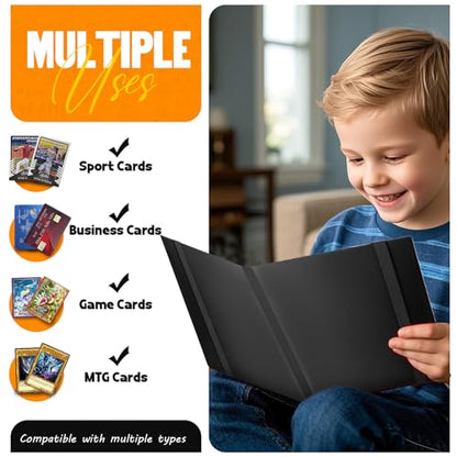 Card Binder 9-Pockets, Trading Card Binder, 20 Pages, 360 Card Capacity Collection Binder, Card Folder for MTG, TCG, Game Cards & Sports Cards（Black） - color: Black