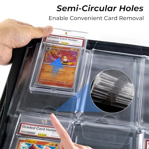 Slab Binder for Graded Cards, 60 Slab Leather Storage Album | 60-Slab Leather Card Binder, Premium Slab Storage Album with 6 Pocket Pages, Collector Binder for PSA Graded Trading Cards