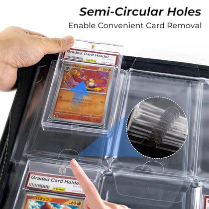 Slab Binder for Graded Cards, 60 Slab Leather Storage Album | 60-Slab Leather Card Binder, Premium Slab Storage Album with 6 Pocket Pages, Collector Binder for PSA Graded Trading Cards