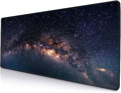 Large Gaming Mouse Pad with Stitched Edges, Galaxy Desk Mat, Extended XL Keyboard Pad, Non-Slip Rubber Base Desk Pad for Keyboard and Mouse, 31.5X11.8 inch - color: 05 Galaxy