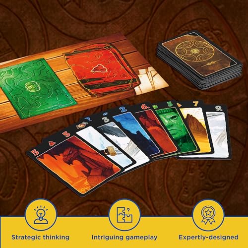 Lost Cities Card Game - with 6th Expedition | Two-Sided Board for Classic or New Edition | By Reiner Knizia | A Kosmos Game