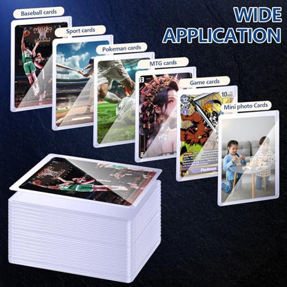 32ct Topload Card Protector, JIQEZNL Upgraded 35pt Hard Card Sleeves, 3" x 4" Card Sleeves Hard Plastic, Top Load Sleeve for Trading Cards, Rigid Pokemon Card Protectors for Baseball, Sports Cards - size: 32 Toploader