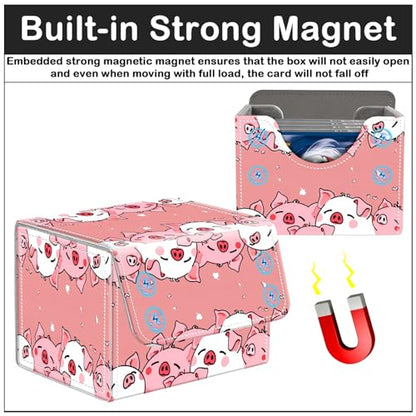 Card Deck Box for MTG Trading Cards with Magnetic Closure,Premium Card Storage Box Case Cover for TCG CCG Magic Cards,Cute Pink Pig - color: Cute Pink Pig