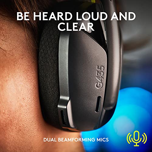 Logitech G435 Lightspeed & Bluetooth Wireless Gaming Headset - Lightweight Over-Ear Headphones, Built-in mics, 18h Battery, Dolby Atmos, PC, PS4, PS5, Nintendo Switch/Switch 2, Mobile - Black - size: One Size