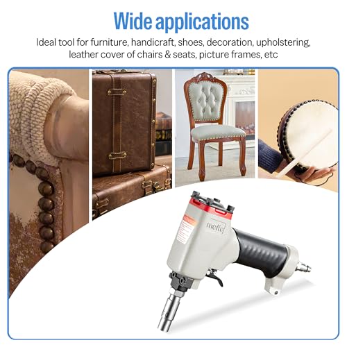 meite 1170 Pneumatic Deco Nail Gun 7/16 Inch (11.7mm) Head Diameter Air Decorative Tack Nailer Pins Nailer for Sofa Leather, Upholstering Furniture