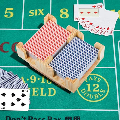 Kathfly Upgraded 2 Decks Wood Playing Card Holder 360° Rotating, Canasta Card Holder Tray Organizes, Poker, Games, Smooth Rotate Design & Easy Access, Balance & Stability(Wood Color) - style: 2 Decks