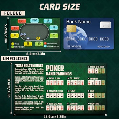 RUNNING HOT Pack of 5 Tri-Fold Poker Cheat Sheets Cards, Texas Hold'em Starter Kit Hand Rankings, Table Positions, Starting Hands & Rules | Quick Reference Guide for Beginners & Pros (5)