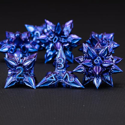 DND Dice Set Metal,Polyhedral D&D Metallic Heterotypic D and D Dice with Cracks for Dungeons and Dragons RPG TTRPG 7-Die Set with Gift (Heterotypic, Heterotypic-Blue) - color: Heterotypic-blue, style: Heterotypic