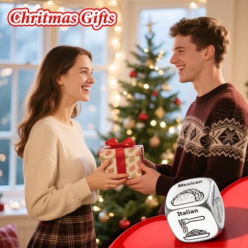 Winzwon Funny Date Night Food Dice, Stocking Stuffers for Men Women Adults | Christmas Advent Calendar for Women, Couple Gifts, Anniversary Birthday White Elephant Valentines Day Gifts for Boyfriend - style: 2PCS Steel Food Dice