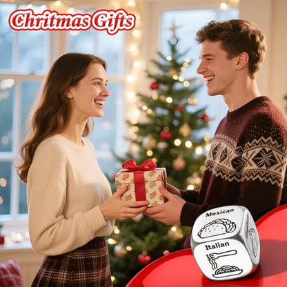 Winzwon Funny Date Night Food Dice, Stocking Stuffers for Men Women Adults | Christmas Advent Calendar for Women, Couple Gifts, Anniversary Birthday White Elephant Valentines Day Gifts for Boyfriend - style: 2PCS Steel Food Dice