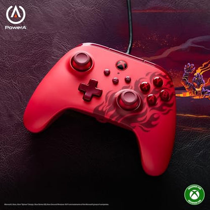 PowerA Advantage Wired Controller for Xbox Series X|S - Red Flame, gamepad, hall effect thumbsticks, gaming controller, USB-C, Works with Xbox One, Officially Licensed - style: Red Flame