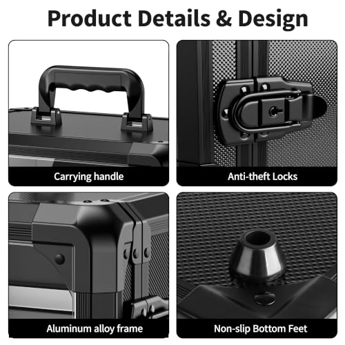 Miniatures Storage Transport Case Aluminum Alloy Locked Carry Box | 5 Adjustable Magnetic Metal Trays ;Dual Anti-Theft Security Locks ;No Assembly Required