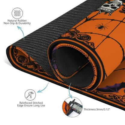 Orange Halloween Mahjong Mat for Table, 31.5*31.5in Anti Slip Mahjong Table Cover, Noise Reduction, Neoprene Mah jongg Mat with Carrying Bag & 3 Dices, Witch Scary Holiday Poker Board Tile Games Mats - color: Halloween01