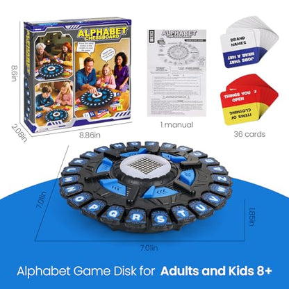 Learning Word Games for Kids and Adults,Family Board Game with Display Timer,Fast-Paced 24 Letters Pressing Games with 144 Card Categories,2-8 Players,15-20 Minute Play Time