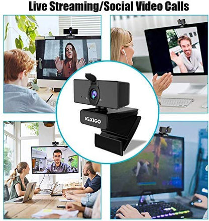 NexiGo 1080P Business Webcam Kits, N660 HD Web Camera with Microphone and Privacy Cover, Software Control, Enhanced Video Conference Lighting Kit with Webcam Style Clip, for Zoom/Skype/Teams