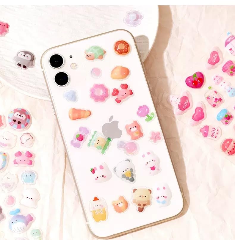 3D Cute Mini Puffy Stickers,6 Sheets 300+Kawaii Air Decorative Stickers HEYFUMMAI for Phone Case Or DIY Planners Notebooks Scrapbooks Handbooks Decoration ﻿ - style: 6PCS Stickers