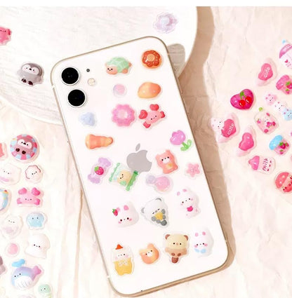 3D Cute Mini Puffy Stickers,6 Sheets 300+Kawaii Air Decorative Stickers HEYFUMMAI for Phone Case Or DIY Planners Notebooks Scrapbooks Handbooks Decoration ﻿ - style: 6PCS Stickers