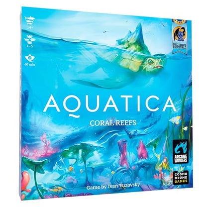 Arcane Wonders Aquatica Coral Reef Expansion Board Card Game - New Underwater Creatures Encounters - 1 to 5 Players Ages 14+ 60 Minutes - Enhance Your Aquatica Experience | New Underwater Creatures Encounters, 1 to 4 Players Ages 12+ 60 Minutes, Enhance Y