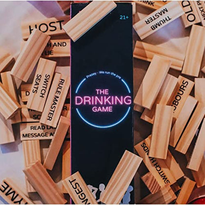 Drinking Game - 21+ Ultimate Pregame Drink Tower for Parties - Adult Party Game with 54 Blocks | Funny Drunk Game for Game Night, Bachelorettes, Couples and 21st Birthday Gift
