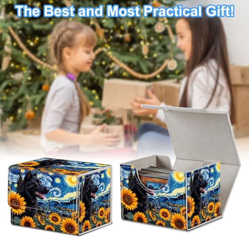 Dog in Starry Night Deck Box for MTG Commander | Holds 100+ Double-Sleeved Cards | Strong Magnetic TCG Card Case for Collectible Games - color: Dog in Starry Night
