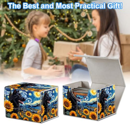 Dog in Starry Night Deck Box for MTG Commander | Holds 100+ Double-Sleeved Cards | Strong Magnetic TCG Card Case for Collectible Games - color: Dog in Starry Night