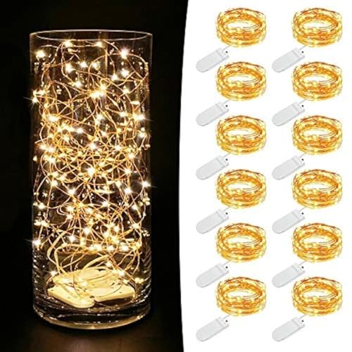 MUMUXI 12 Pack 7.2ft Fairy Lights Battery Operated String Lights, 20 Mini LEDs for Centerpiece Table Decorations, Wedding Party Bedroom Mason Jar Christmas Decor, Warm White - color: Warm White, size: 7.2 Ft-12 Pack-20 LED