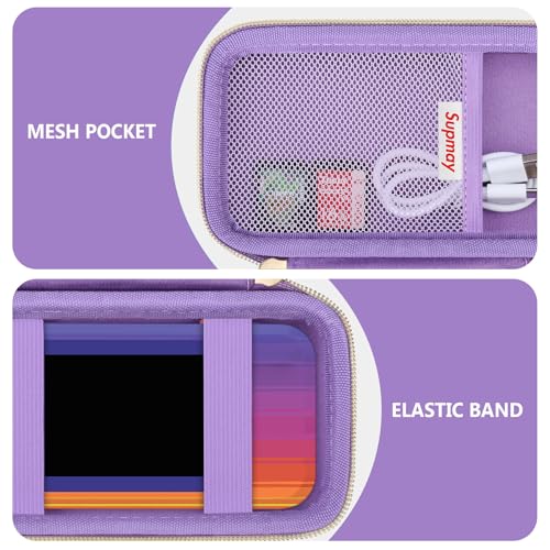 Supmay Hard Travel Case for My Arcade Data East Pocket Player, Portable Video Game System Handheld Game Protection Case with Mesh Pocket for Batteries and USB-C Cable, Purple - color: Purple Cube