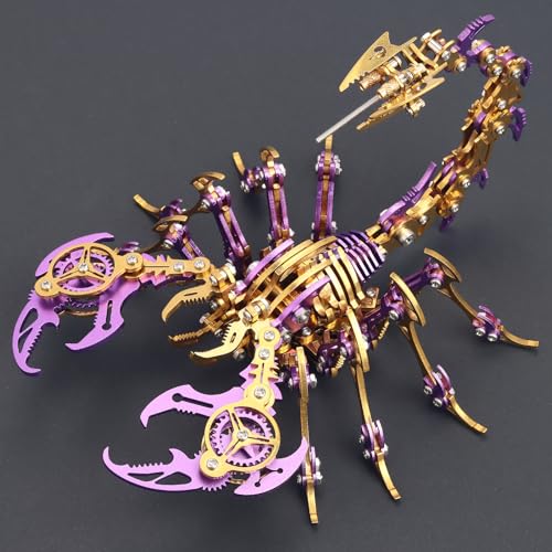 3D Metal Puzzles for Adults, Scorpion 3D Metal Model Kits to Build DIY Colorful 3D Puzzle Ornaments for Adults,Teens Birthday Christmas - color: Purple and Gold