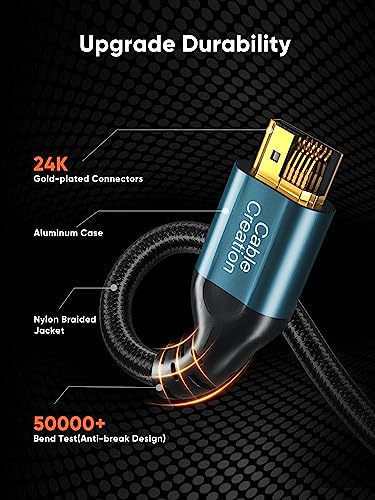CableCreation HDMI Cable 8K, HDMI for PS4 (48Gbps, 8K@60Hz) - 6.6 Feet, Xbox Series X HDMI Cable, eARC HDR HDCP 2.2 2.3 - color: Blue, size: 6.6Ft
