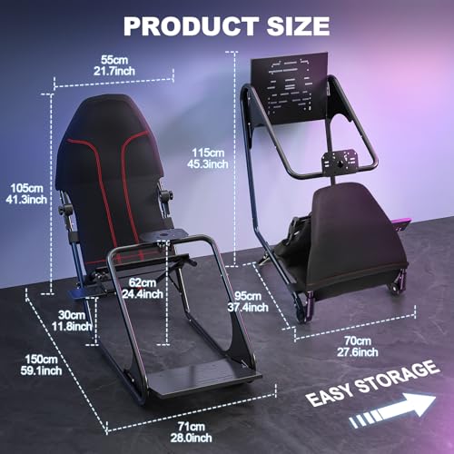 DIWANGUS Foldable Backrest Racing Simulator Cockpit for Small Apartment | Fully Adjustable Sim Racing Cockpit For MOZA Fanatec Logitech Thrustmaster SIMAGIC PXN, Racing Games on PS5, PS4, Xbox, PC