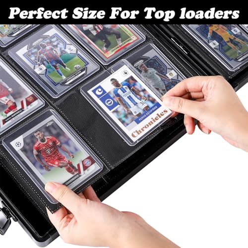 Azamou Toploader Binder for Trading Cards, Hard Cases, Holds 216 Toploaders, 9 Pocket Sleeves for 3" x 4" Cards (Black 216-Toploaders) - color: Black 216-Toploaders