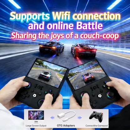 R36MAX 2 Retro Handheld Game Console, 4.5 Inch IPS HD Screen Portable Retro Game Console, 1.5GHz CPU Support 30+ Emulator Console Video Game Console, 4000mAh (Black) - color: Black