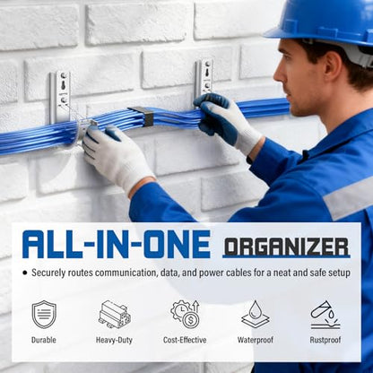 48 Pack 2-Inch Galvanized Steel Cable Support J-Hook with Retainer Clips - 48 Pack - Efficient Cable Management & Organization Solution | Efficient Cable Management & Organization Solution, for Data Centers, Conduit, Cable, Coaxial & Fiber Optic Wires