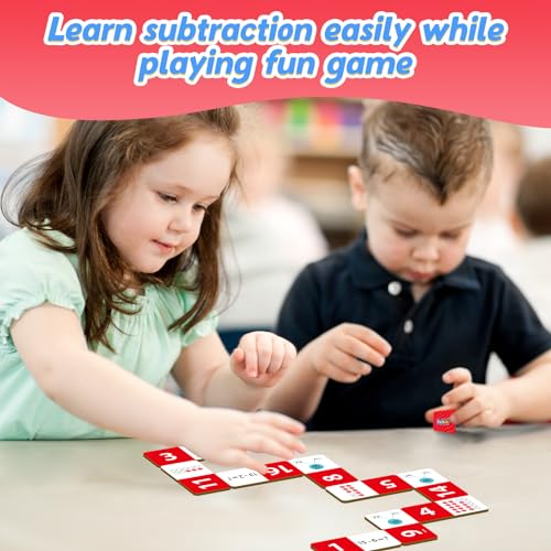 Kasfalci Subtraction Dominoes Set,Math Manipulatives Games for Kids,Counting Toys,Learning Games,Preschool Learning Activities,Homeschool Supplies,Kindergarten Classroom Must Haves,1st 2nd 3rd Grade - style: Subtraction