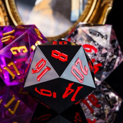 D20 Single Dice 55mm, 20 Sided DND Dice, Giant D20 D&D Polyhedral Dice Large D20 for Dungeons and Dragons, RPG, MTG Table Games (Black)… - color: Black