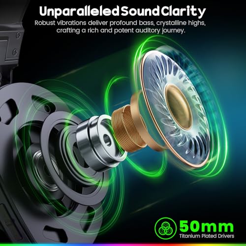WESEARY Wireless Gaming Headset for PS5, PS4, PC, Switch| 20ms Low Latency | 2.4GHz USB & Bluetooth 5.4 Gaming Headphones with Mic, 50H Battery Life, 3D Spatial Audio, Dynamic Lighting, Aurora Black - color: Aurora Black