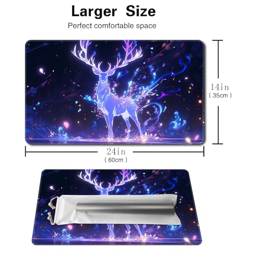 Board Game 14x24in MTG Playmat Compatible for OCG CCG RPG TCG Playmats (Blue Deer 2) - color: Blue Deer 2