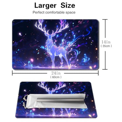 Board Game 14x24in MTG Playmat Compatible for OCG CCG RPG TCG Playmats (Blue Deer 2) - color: Blue Deer 2