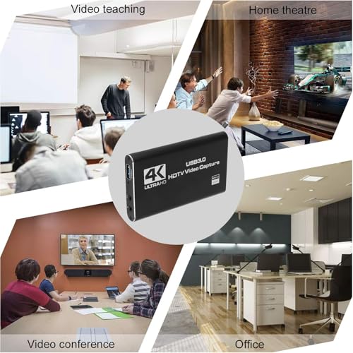 4K HDMI Capture Card with Loop Out, USB 3.0 Video Capture Device 1080P 60FPS for Streaming, PC, Plug Play Game Recording Card, Aluminum Alloy Heat Dissipation Design