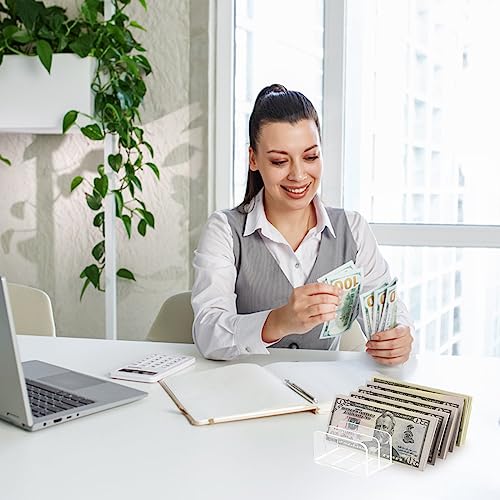 2 Pack Acrylic Cash Trays Money Budget Tray 7 Section Divider Acrylic Money Organizer Clear Cash Organizer Cash Holder Money Storage Organizer