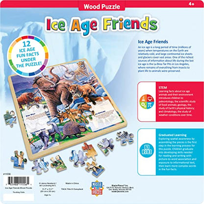 MasterPieces 48 Piece Fun Facts Jigsaw Puzzle for Kids - Ice Age Friends Wood Puzzle - 12"x12" - style: Ice Age Animals