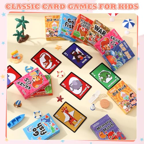 Zubebe 56 Pack Kids Playing Card Games Gifts Bulk Classic Card Game Set for Kids Includes Go Fish, Old Maid, Crazy Eights, Memory Match, Slap Jack, Playing Toy for Party Favors (Vivid) - style: Vivid