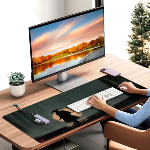 35.4 x 15.7 inch, XXL Extra-Large Gaming Mousepad, Featuring a Japanese Lone Samurai Design, a wear-Resistant, Scratch-Resistant, and Waterproof Surface, and a Non-Slip Rubber Base. - color: Japanese Abstract Style Samurai